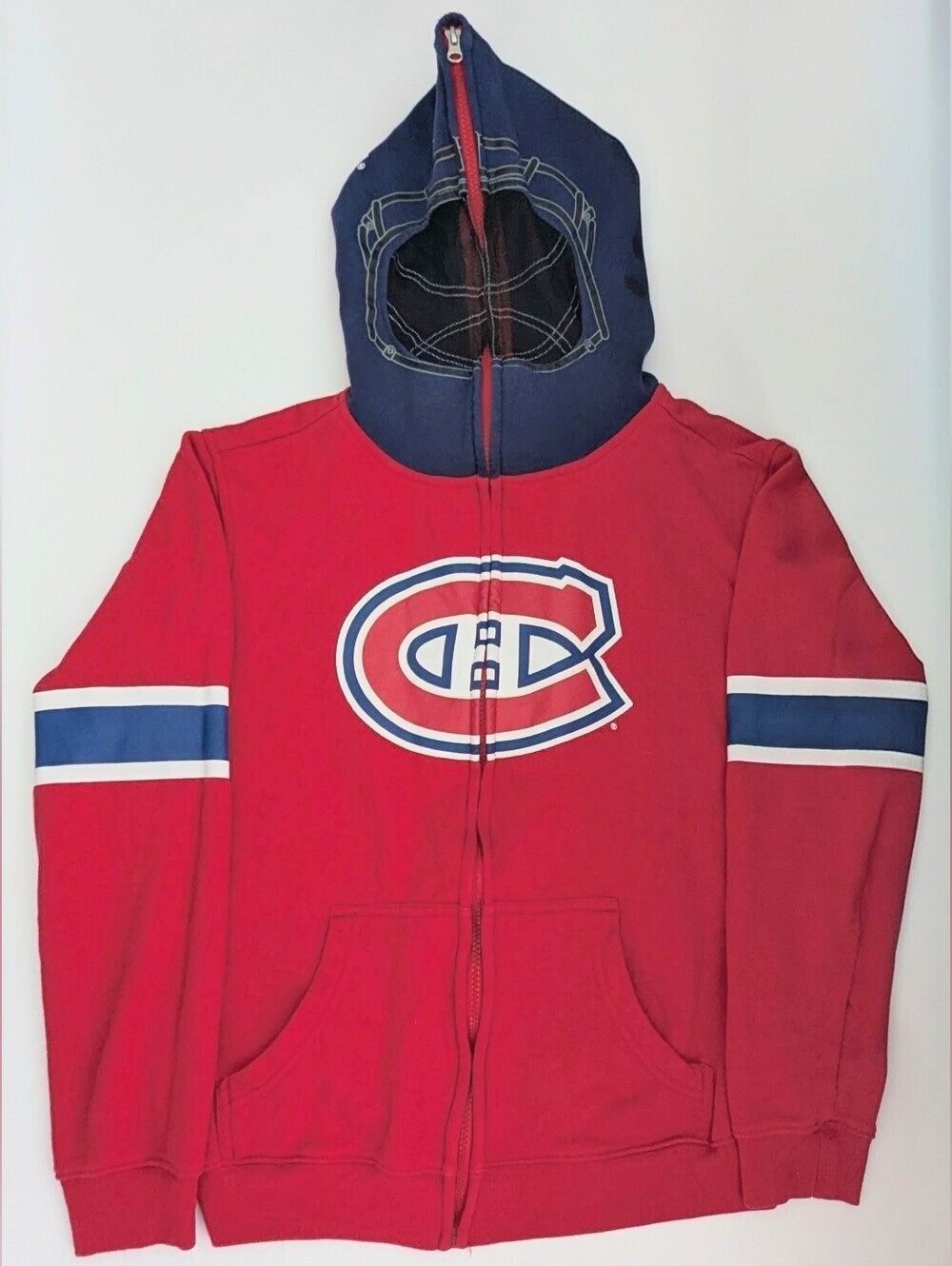 NHL Montreal Canadiens Kids' (Large) Zip-Front Sweatshirt Hoodie w/Zip-Up Mask